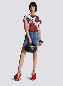 Women Balmain Vintage T-shirt With Roses Print