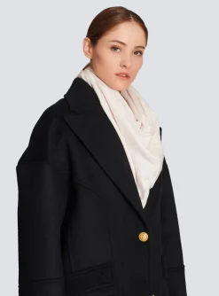 Women Balmain Viscose Scarf With Monogram Pattern