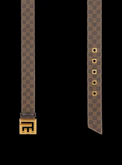Women Balmain Waxed Monogram Canvas P-Belt