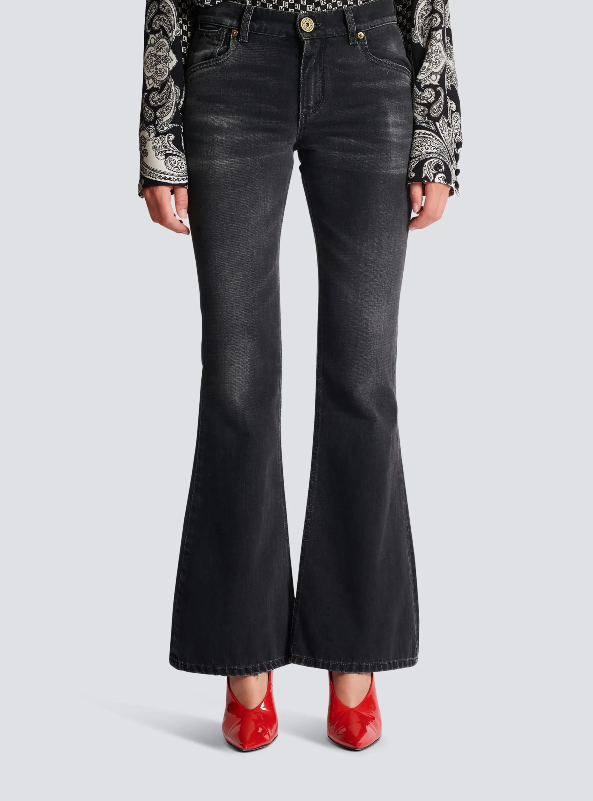Women Balmain Western Bootcut Denim Jeans