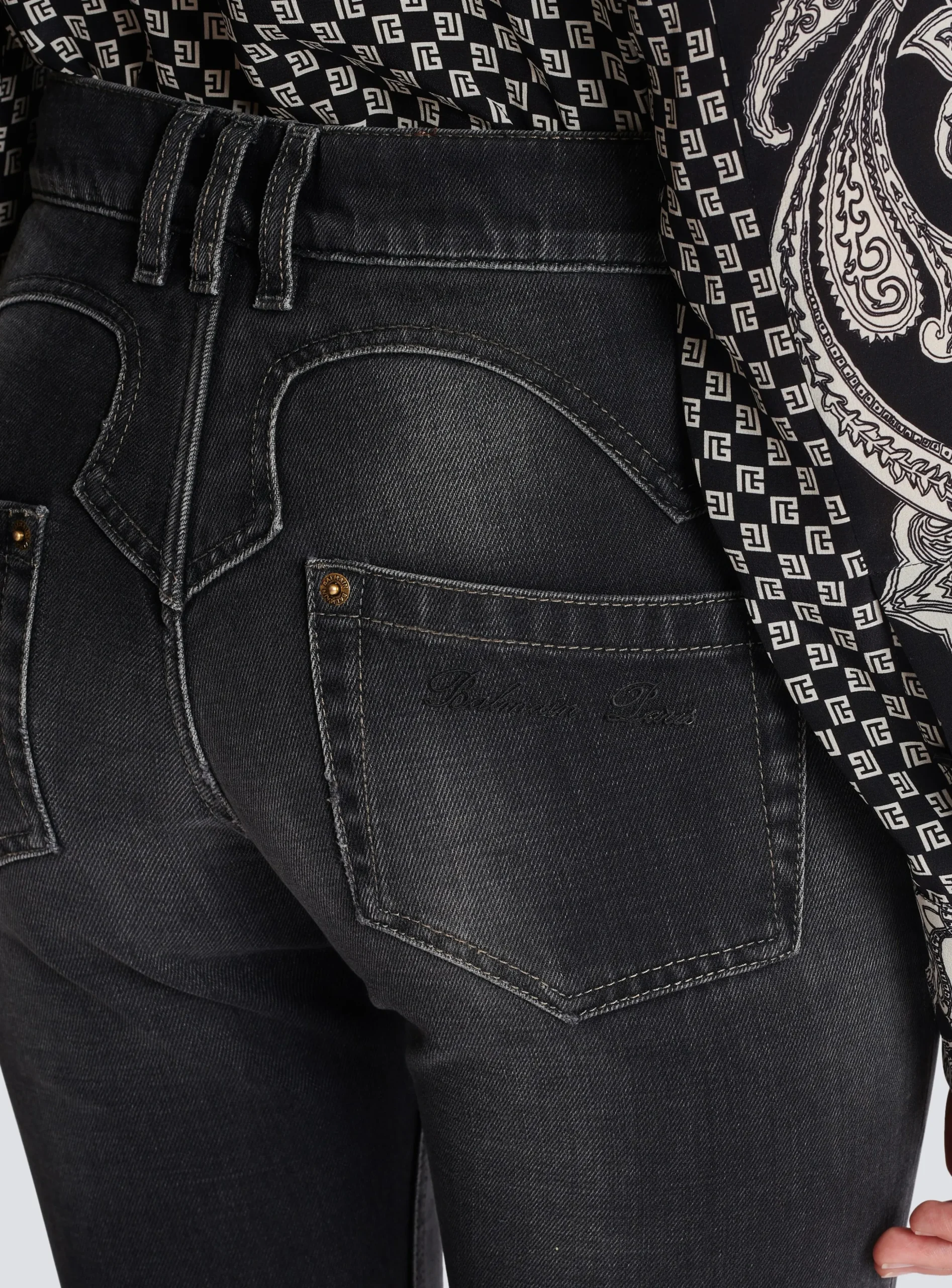 Women Balmain Western Bootcut Denim Jeans