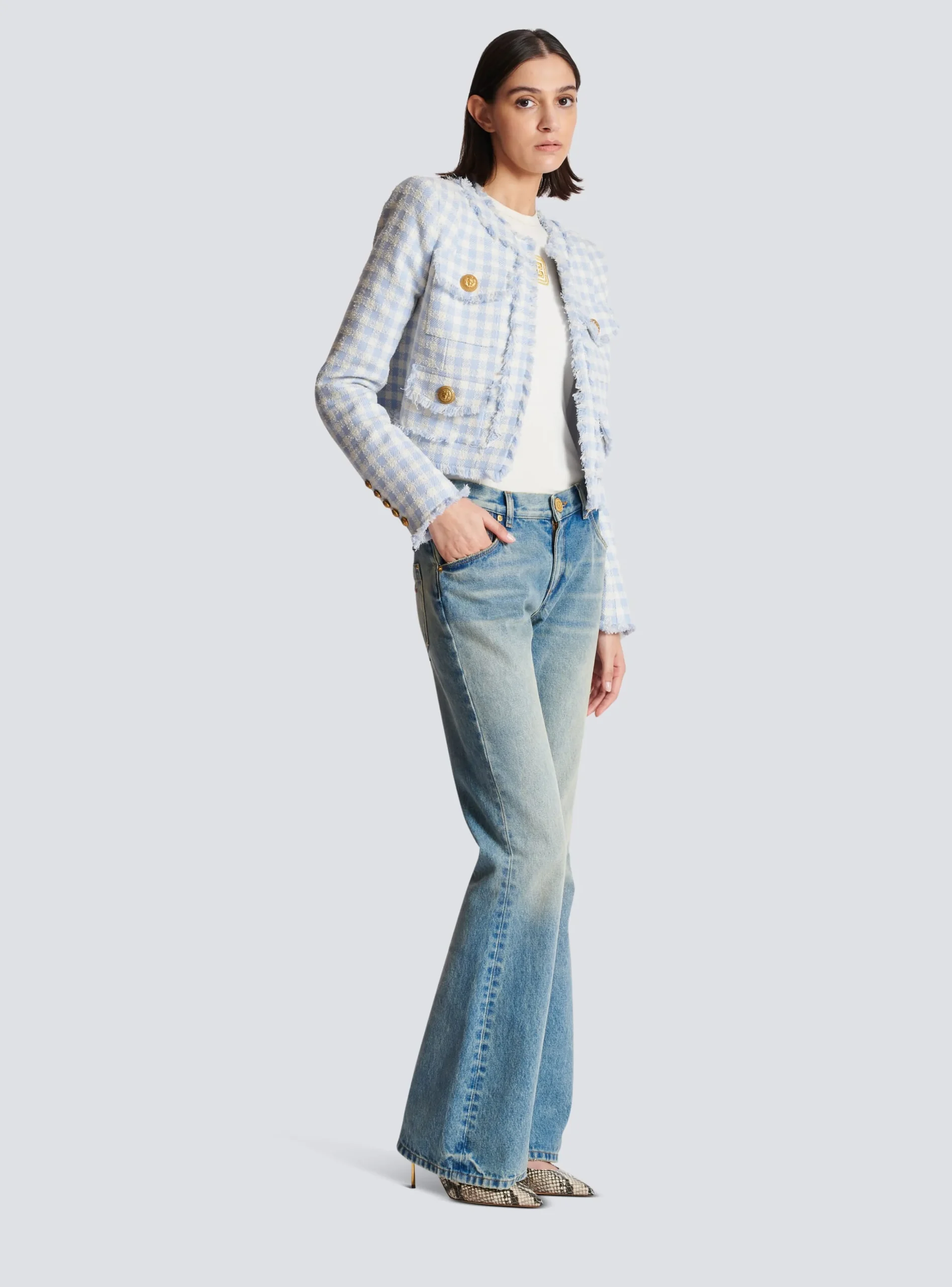 Women Balmain Western Bootcut Denim Jeans