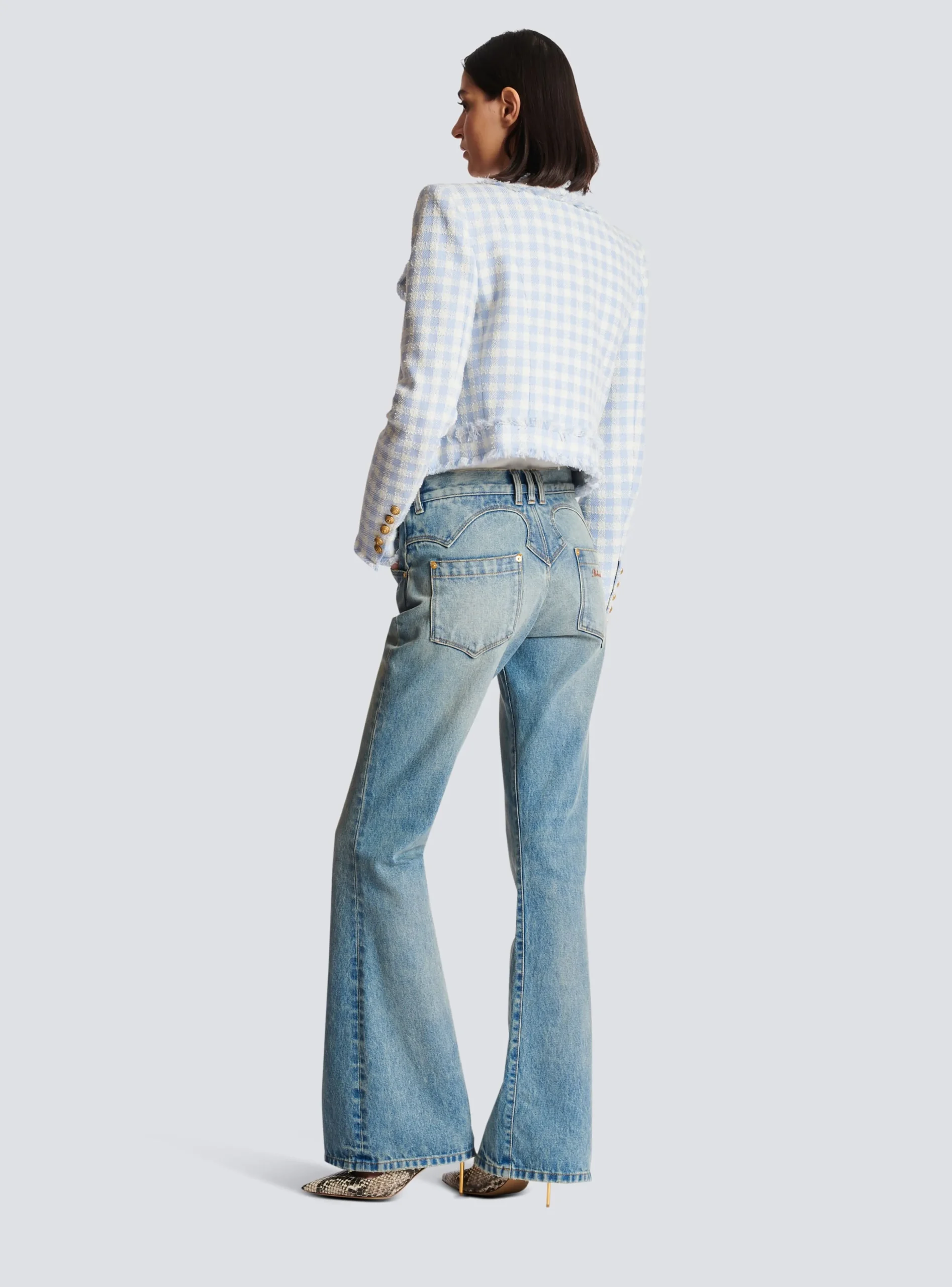 Women Balmain Western Bootcut Denim Jeans