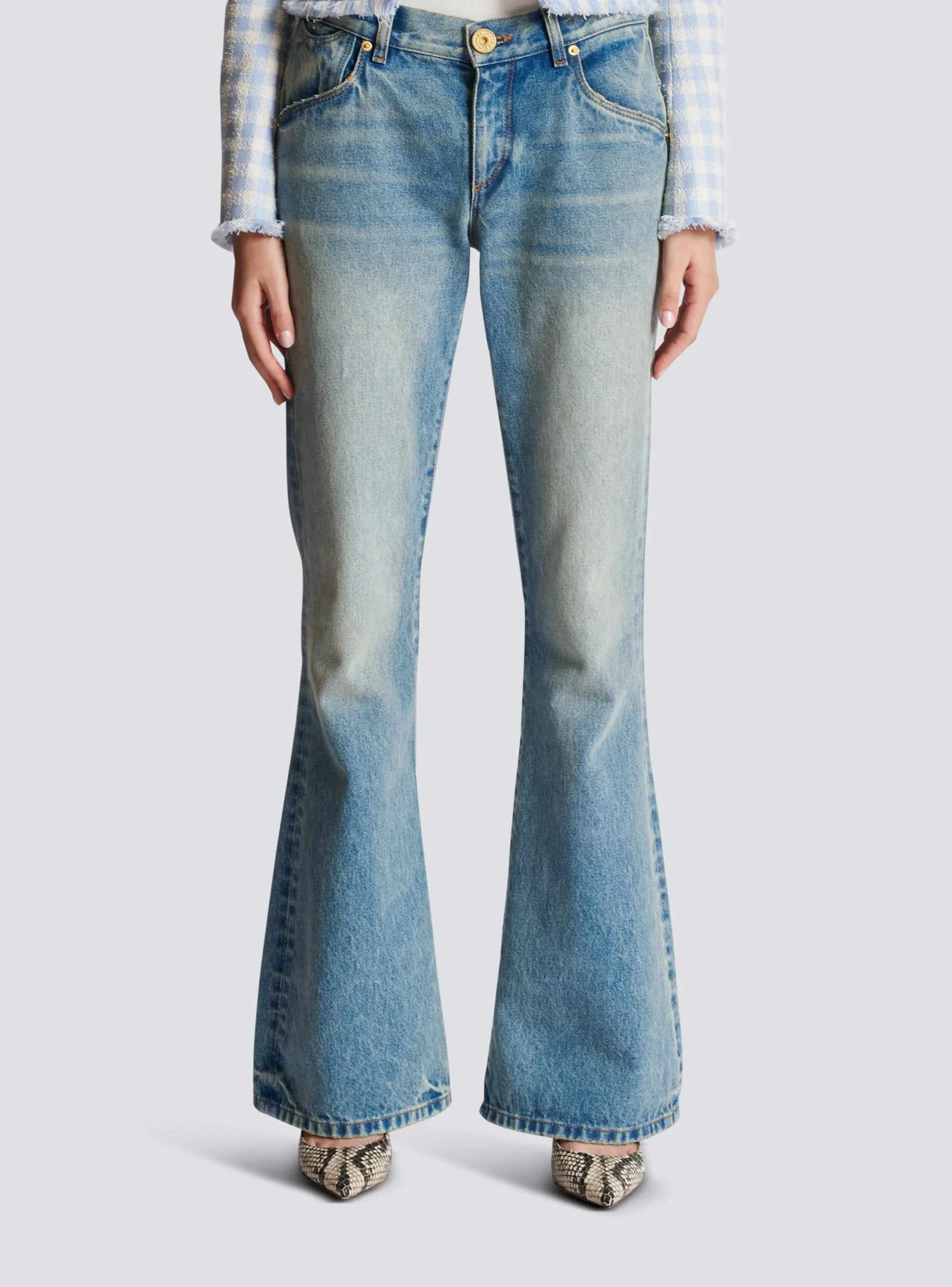Women Balmain Western Bootcut Denim Jeans