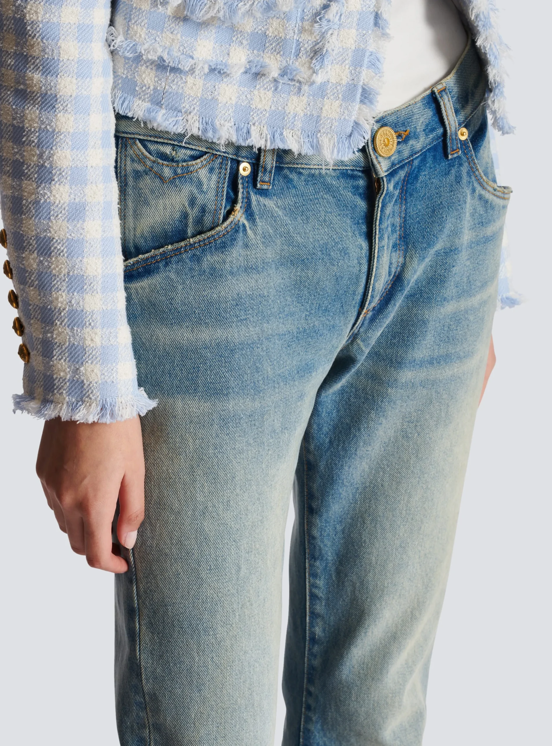 Women Balmain Western Bootcut Denim Jeans