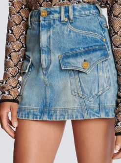Women Balmain Western Denim A-line Skirt