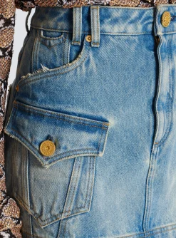 Women Balmain Western Denim A-line Skirt