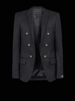 Balmain Wool Blazer With Double-breasted Silver-tone Buttoned Fastening