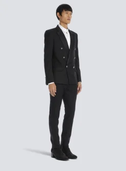 Balmain Wool Blazer With Double-breasted Silver-tone Buttoned Fastening