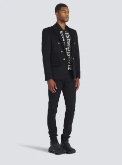 Balmain Wool Blazer With Double-breasted Silver-tone Buttoned Fastening