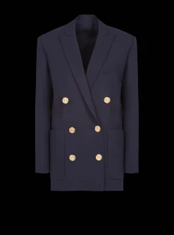 Women Balmain Wool Double-breasted Boyfriend Jacket