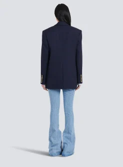 Women Balmain Wool Double-breasted Boyfriend Jacket