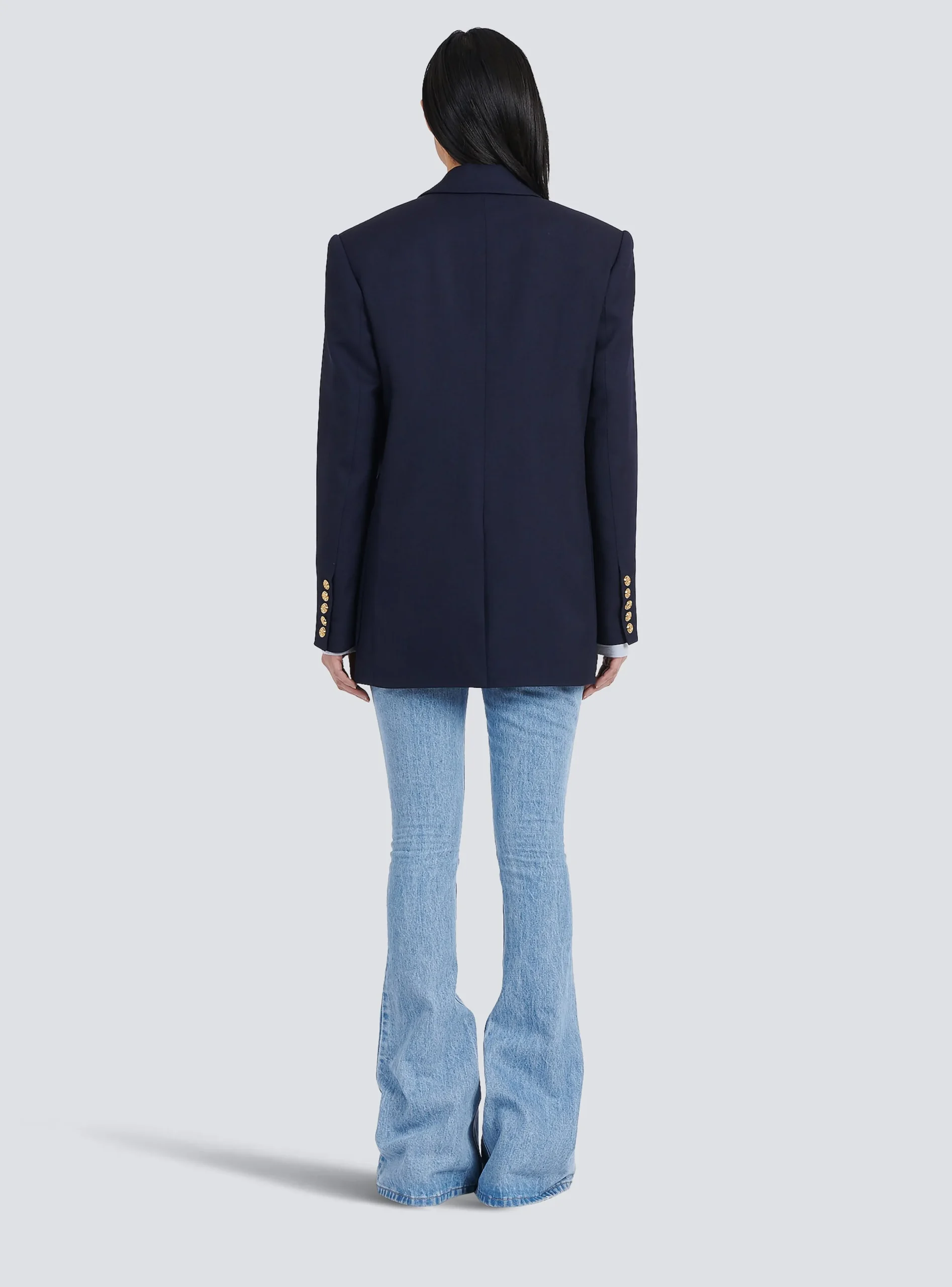 Women Balmain Wool Double-breasted Boyfriend Jacket