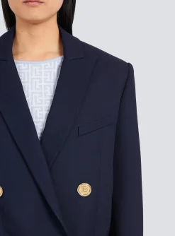 Women Balmain Wool Double-breasted Boyfriend Jacket