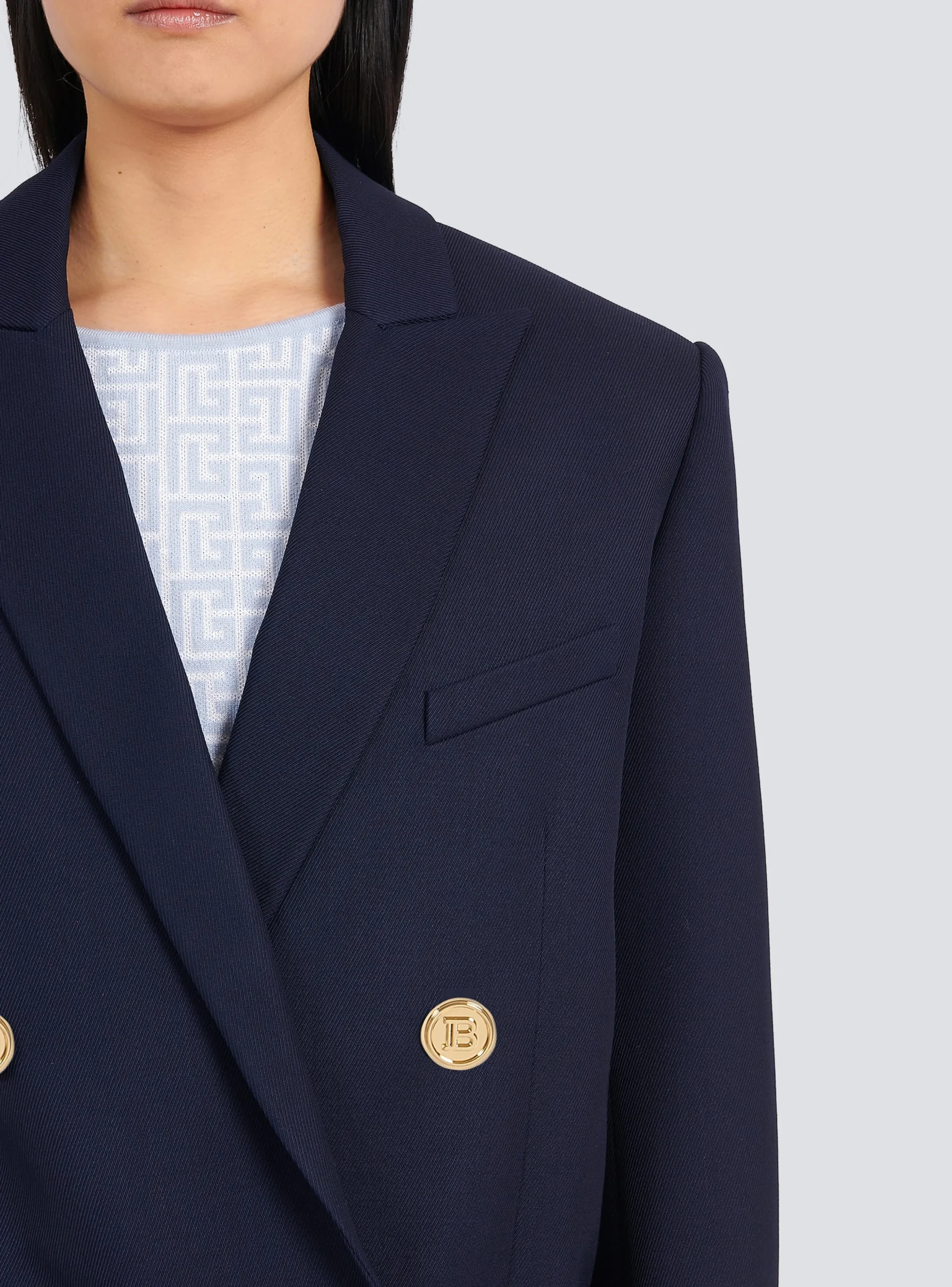 Women Balmain Wool Double-breasted Boyfriend Jacket