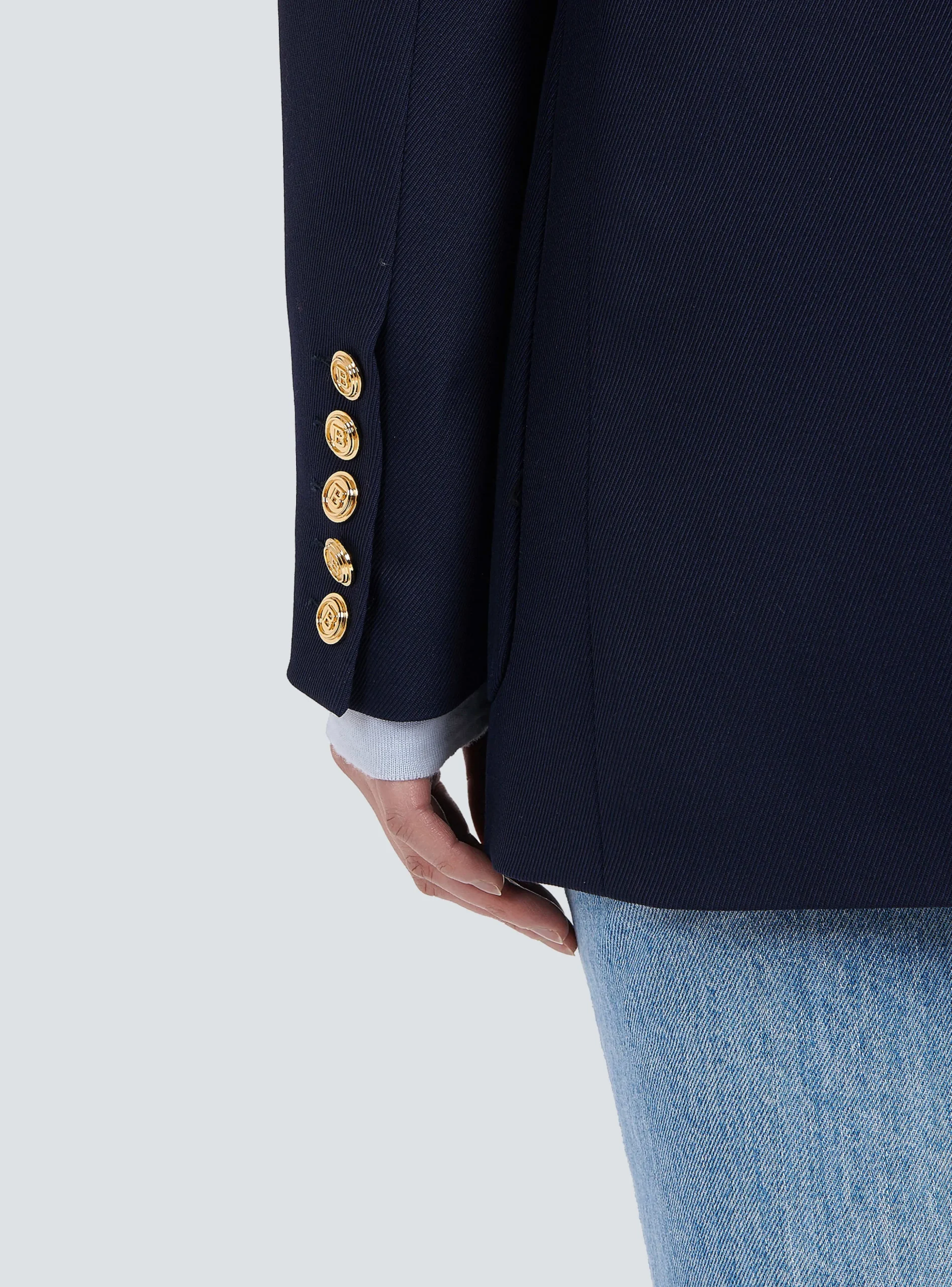 Women Balmain Wool Double-breasted Boyfriend Jacket