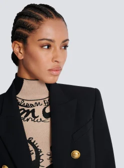 Women Balmain Wool Double-breasted Jacket