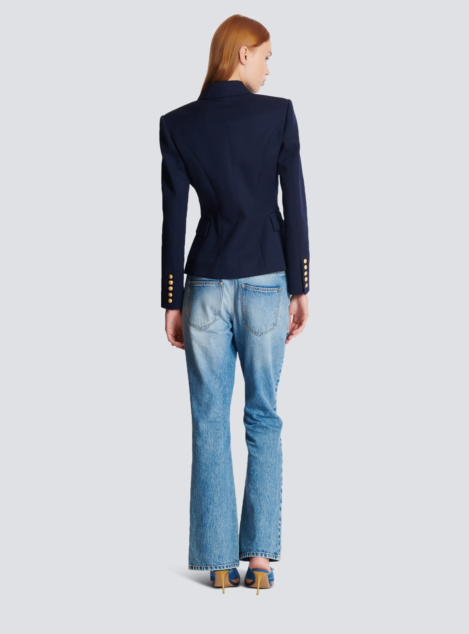 Women Balmain Wool Double-breasted Jacket