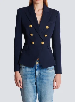 Women Balmain Wool Double-breasted Jacket