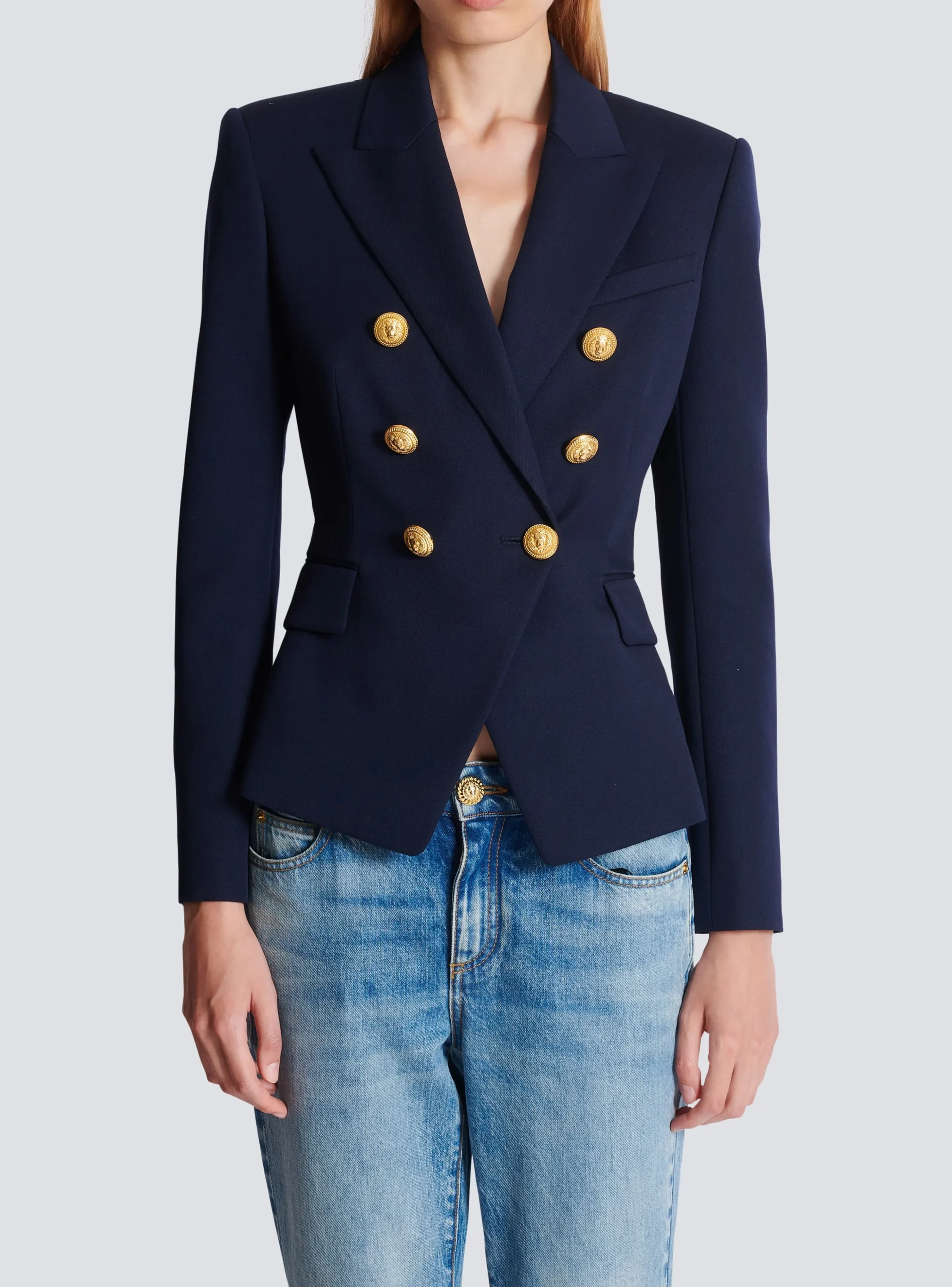 Women Balmain Wool Double-breasted Jacket