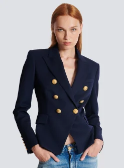 Women Balmain Wool Double-breasted Jacket