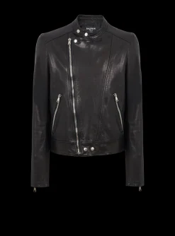 Balmain Zipped Leather Biker Jacket