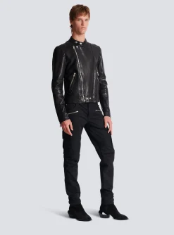 Balmain Zipped Leather Biker Jacket