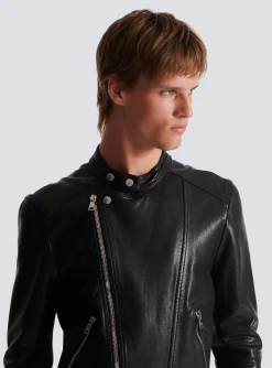 Balmain Zipped Leather Biker Jacket