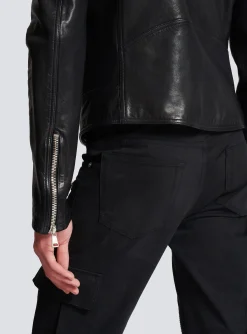 Balmain Zipped Leather Biker Jacket